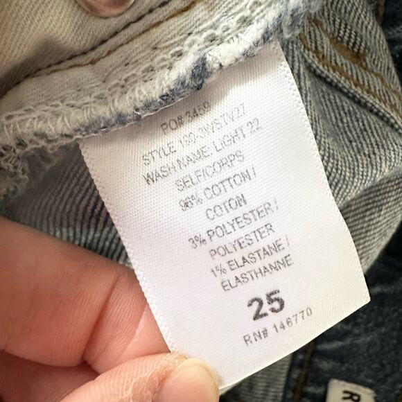 Re/Done Originals 2019 High Rise Stove Pipe Raw Hem Light Wash 25 190-3WSTV27 - Picture 12 of 13